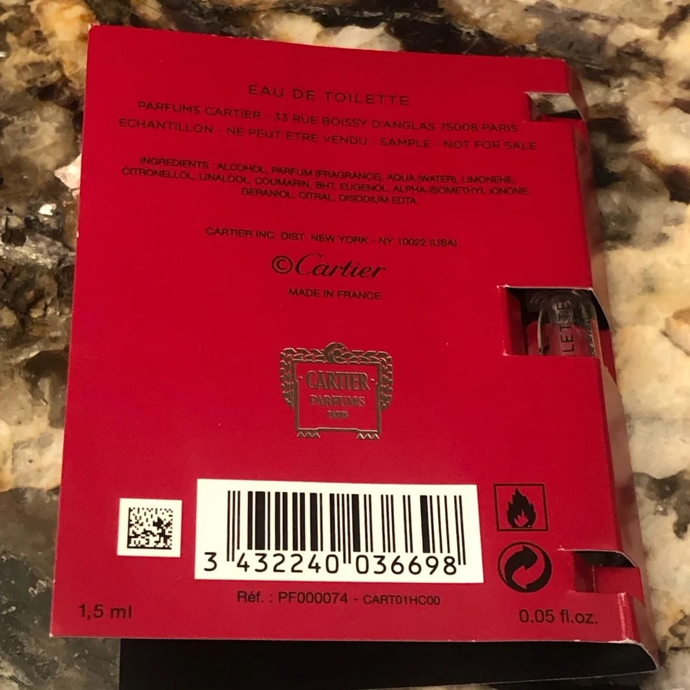 Pasha de Cartier Edition Noire 1.5ml Sample Vial Spray Card